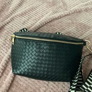 Black Woven Crossbody Bag
